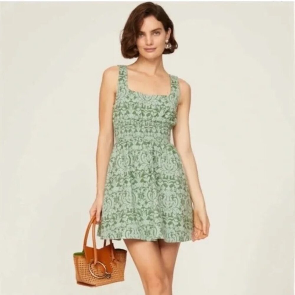 Hill House Home Printed Mini Dress Green - Size M